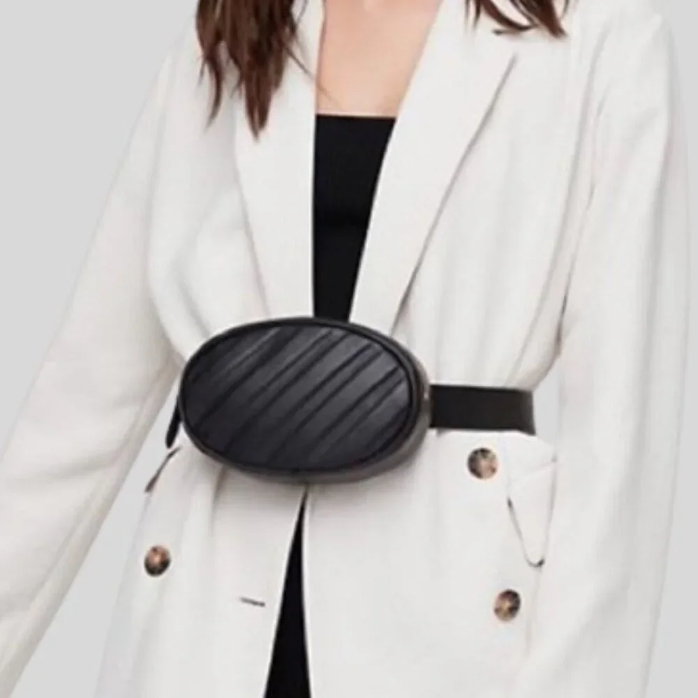 ARITZIA Auxiliary Leather Belt Bag Fanny Hip Pack Black - Picture 1 of 13